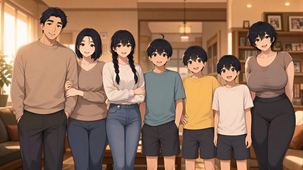 pepper0's family is standing in a line to captured their picture