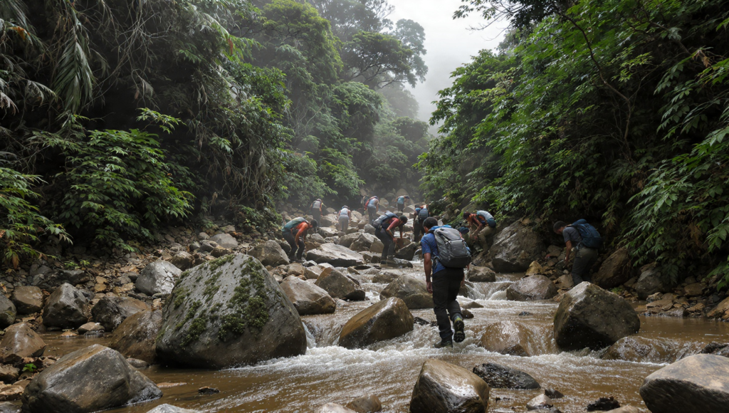 Tonghou Traversing Trail Complete Hiking Guide Taiwan lake beside a mountain people hiking Tonghou Traversing Trail