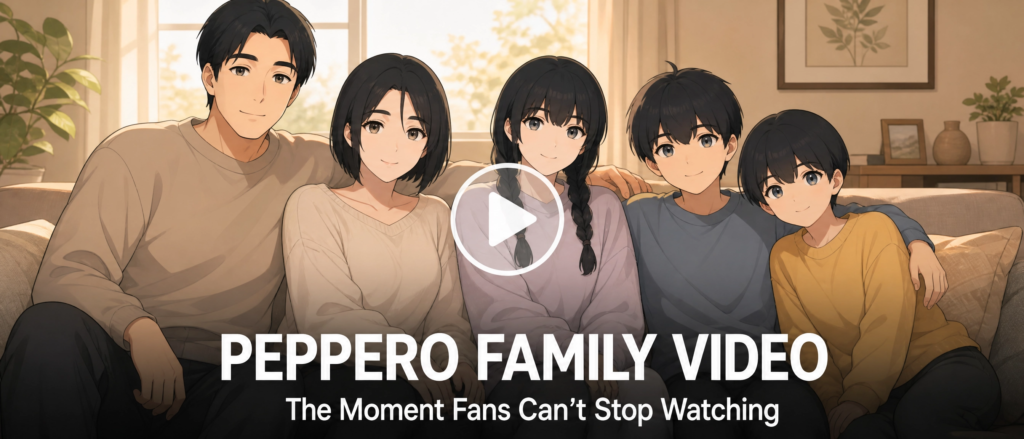 Pepper0 Family Video thumbnail showing the Pepper0 family characters sitting together on a sofa in anime art style