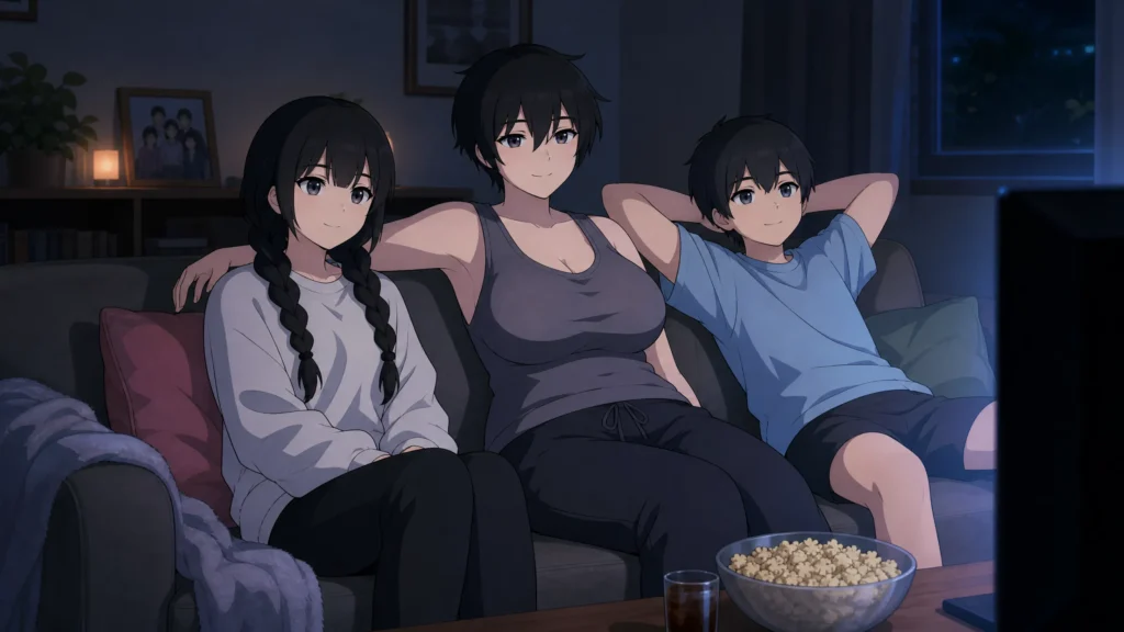 Family Siblings by Pepper0 watching a movie
