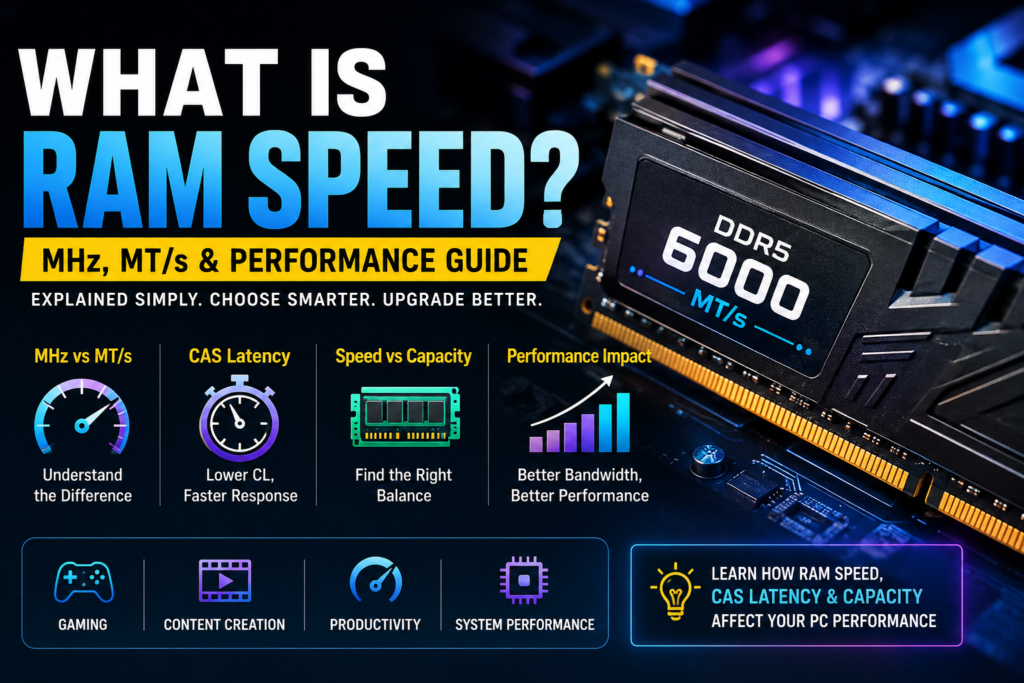 what RAM speed means, how MHz and MT/s work, and how speed, CAS latency, capacity
