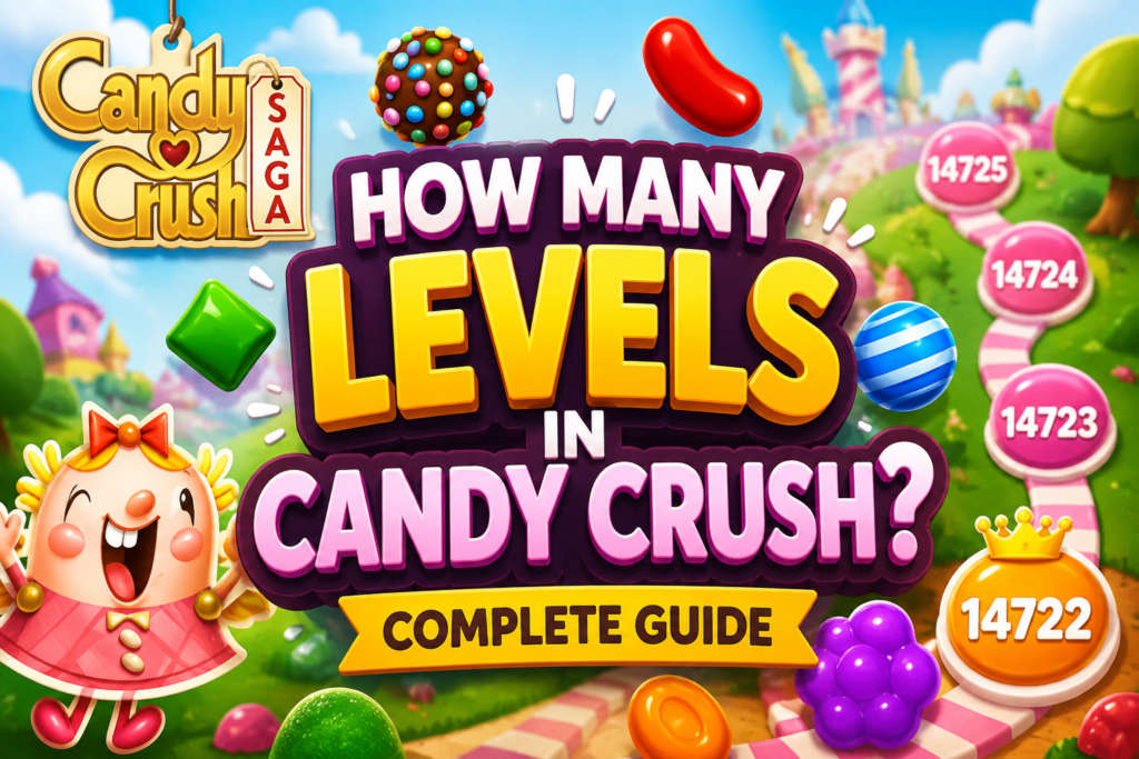 How many levels in Candy Crush with colorful candy game board and level path