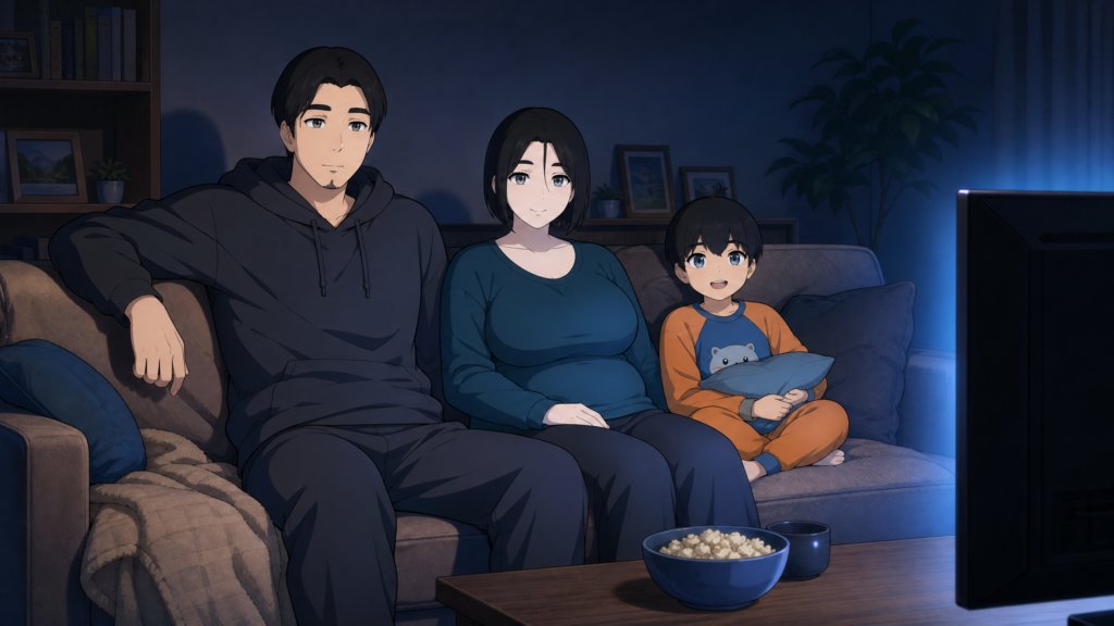father aunt younger son cartoon night