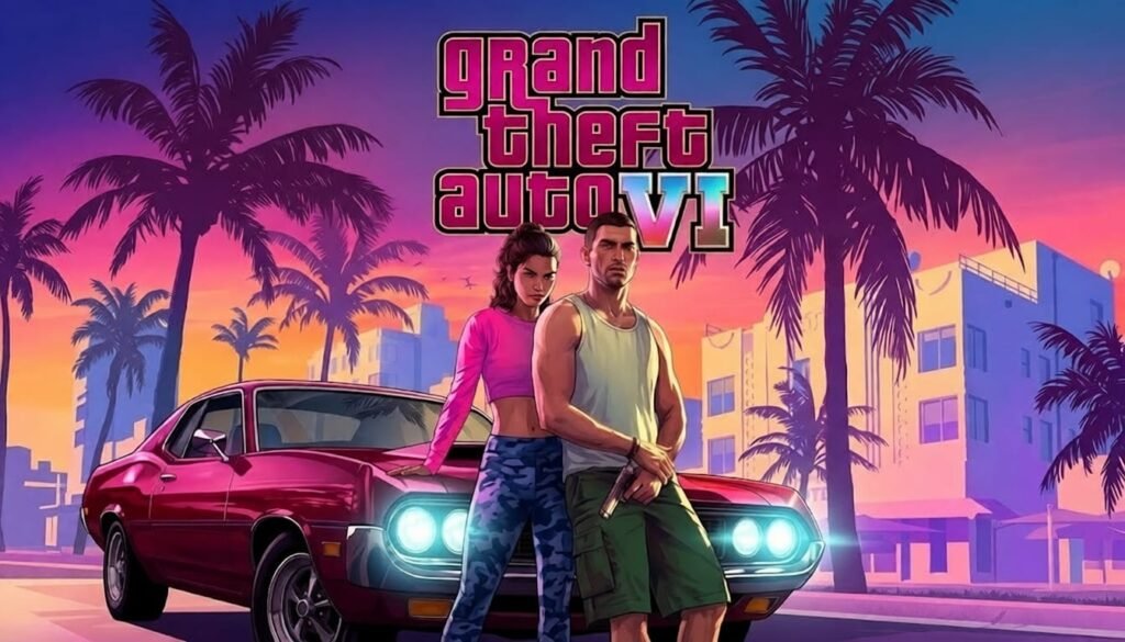 GTA 6 Trailer 3 featured image with two characters and a red sports car