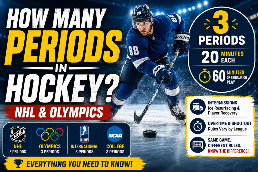 How many periods are in hockey with NHL and Olympic hockey format
