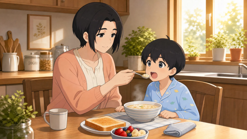 pepper0 mom Feeding Him Breakfast