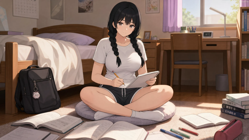 pepper0 school girl sitting in floor and read a book
