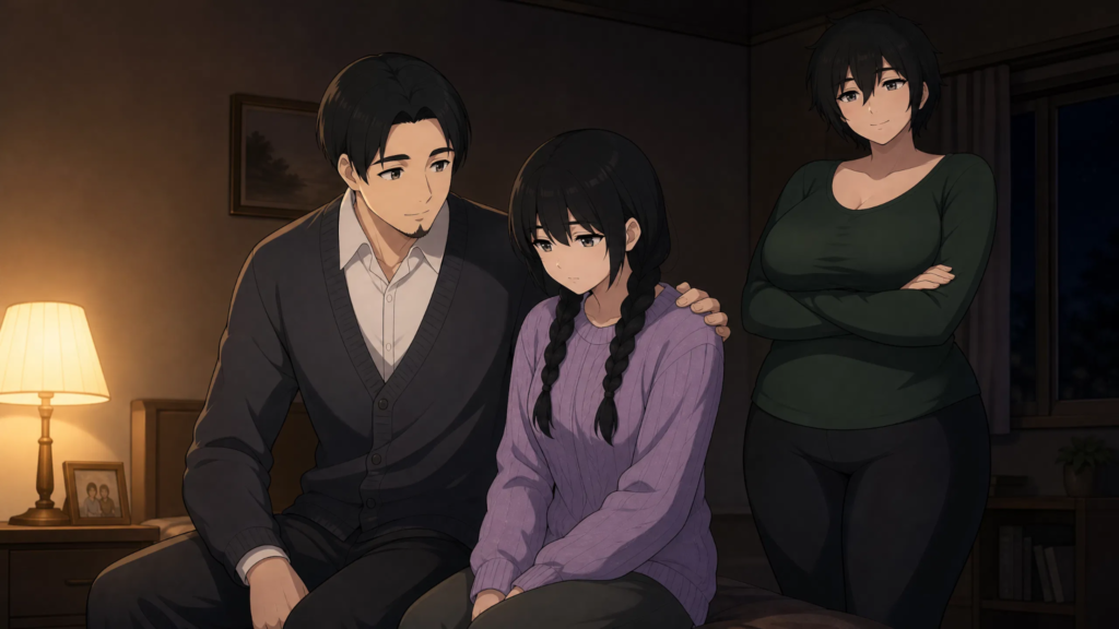 Pepper0 Comic Art: Style, Characters & Visual Storytelling pepper0 Father Comforting Elder Daughter, Aunt Standing Nearby