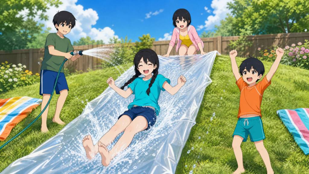 Having a Backyard Water Slide Day