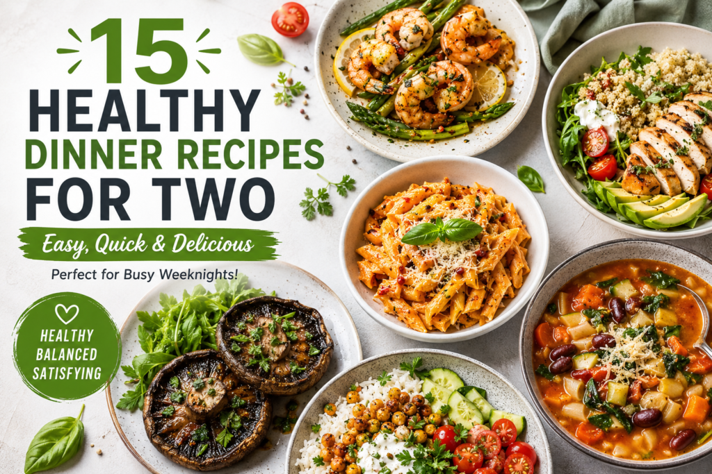15 Healthy Dinner Recipes for Two | Easy Weeknight Meals 15 healthy dinner recipes for two with shrimp, chicken, pasta, vegetables, and wholesome bowls